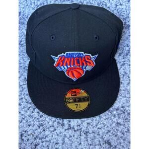 New York Knicks 59 Fifty 59/50 Baseball Hat Black Cap - Size 7 1/2 - NEW ERA NBA